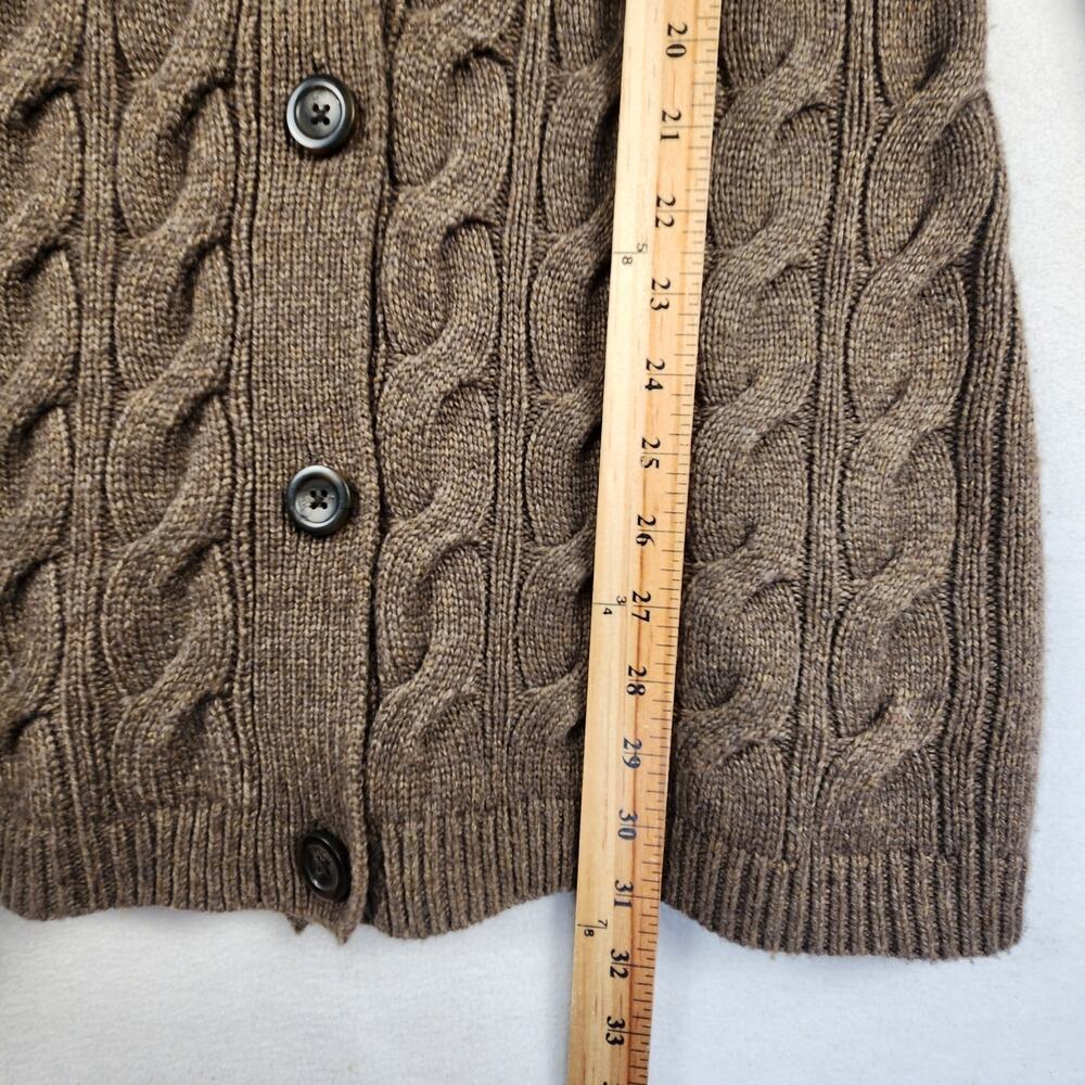 L.L. Bean Cable Knit Cardigan Wool Blend Women’s SZ M Chocolate Brown - Picture 7 of 11